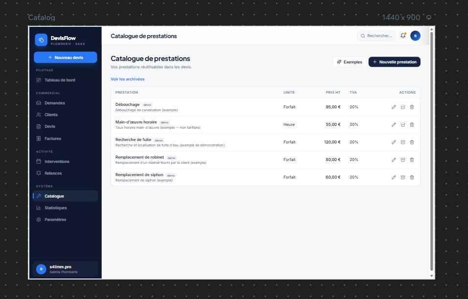 Capture DevisFlow : Réutilisez vos prestations