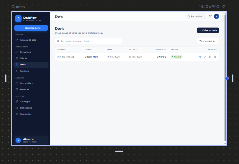 Capture DevisFlow : Préparez vos devis
